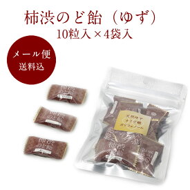 【10/10限定!!ポイント10倍!!楽天カード利用で】【公式】柿渋のど飴（ゆず）10粒入×4袋入 クリックポスト便【送料込】【奈良 柿渋 柿タンニン 健康 あめ アメ スイーツ キャンディ】