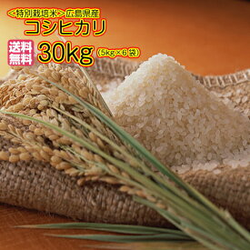 コシヒカリ30kg 玄米 特別栽培米 赤袋 送料無料広島県産コシヒカリ30kg 特別栽培米 広島コシヒカリ30kg 令和5年産 1等米
