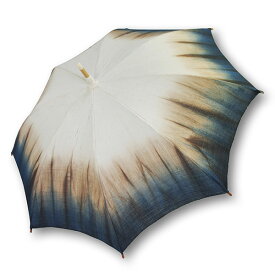 麻の日傘（生成）【裾ぼかし】 藍渋染め 長傘 日本製 手染め