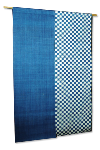 楽天市場】暖簾（のれん）本麻［丈150cm］藍染め【藍染市松】日本製 手