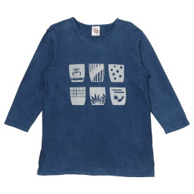 オーガニックコットンTシャツ（7分袖）【蕎麦ちょこ】 藍染め メンズ レディース ユニセックス 男女兼用 日本製 手染め