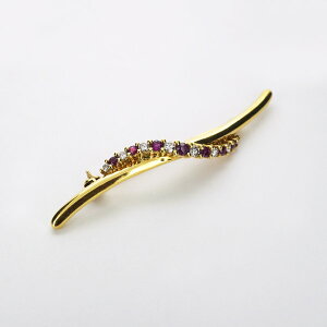 【限定1点】 K18 イエローゴールド ダイヤモンド ルビー ブローチ 日本製 【KSBR17B02】ブローチ ダイアモンド ルビー ゴールド 18k 18金 レディース ジュエリー ギフト プレゼント