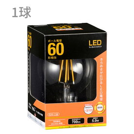 【LED電球 クリアボール球 E26 60形 電球色 1球】
