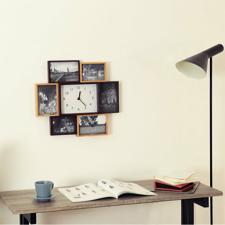 楽天市場 時計フォトフレーム ビット セブン フォトフレーム 写真立て 壁掛け時計 掛け時計 置き時計 写真 雑貨 木製 インテリア時計 北欧 複数 7枚 和モダン ウッド調 新築祝い 結婚祝い マグネット おしゃれ かわいい ギフト プレゼント ウォールクロック 誕生日 父
