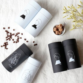 コーヒー缶 fika フィーカ ペアセット【キャニスター 収納 コーヒー缶 珈琲缶 セット 茶筒 保存容器 コーヒー 紅茶 お茶 キッチン 雑貨 北欧 猫 ねこ 白黒 モノトーン かわいい おしゃれ シンプル 女性 引越祝い 誕生日 クリスマス プレゼント 女友達 kakko】