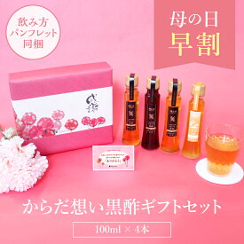 【父の日】直前クーポン配布中 2026 からだ想い黒酢ギフトセット 送料無料 100ml×4本 フルーツ酢 黒酢 飲むお酢 無添加 健康志向 果実酢 ビネガー ドリンク 母の日 義母 母 健康 ギフト プレゼント 花以外 誕生日 内祝 お返し 内祝い 出産内祝 贈り物 人気