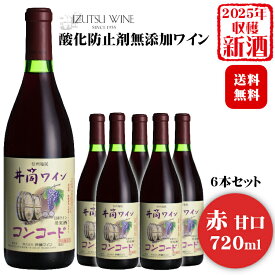 【2025年産☆新酒入荷しました☆】井筒ワイン 酸化防止剤無添加コンコード〔赤・甘口〕 720ml×6本セット〔1ケース〕/ 日本ワイン 長野県産 いづつ 酸化防止剤不使用◆送料無料（一部地域を除く）◆ ANM 014283