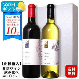 ＜早得ポイント10倍★5/30まで＞【ギフト】井筒ワイン〔メルロー・竜眼〕 赤・白ワイン飲み比べセット〔化粧箱入〕/ 長野県産 日本ワイン NAC GI長野 桔梗ヶ原 720ml 2本セット 実用的 プレゼント お酒 母の日 父の日 お中元*夏ギフト ◆ 016281