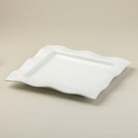 シャインホワイト フィンプレート(小) 輸入品 (パーティー皿)25.5x3cm 角皿 大皿 白 磁器 食器 洋食器 大盛 バイキング ビュッフェ ワンプレート 盛り込み お値打ち アウトレット