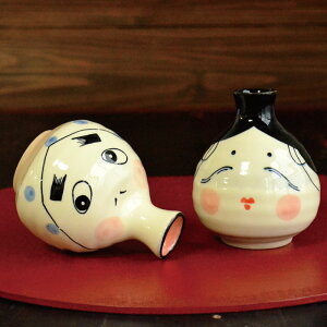 【マラソン期間☆ポイント20倍】おかめ・ひょっとこ 徳利 2合 徳利 和風 面白い 日本製 美濃焼 2合徳利 300ml 酒器 熱かん お酒 かわいい おちゃめ カクニ KAKUNI おかめ ひょっとこ