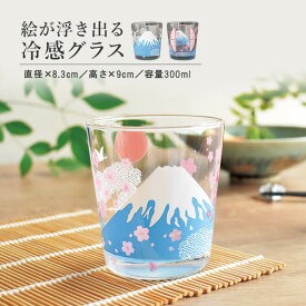 絵が浮き出る冷感 グラス おしゃれ コップ 富士山 絵が浮き出る 冷感 おもしろい かわいい 富士山 記念日 誕生日 お祝い300ml プレゼント ギフト 日本製 コップ カップ 冷感グラス ガラス
