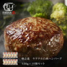 ハンバーグ 温めるだけ 冷凍 送料無料 格之進 ヤケテル白格ハンバーグ （約120g×10個セット） 黒毛和牛 白金豚 無添加（新パッケージ）