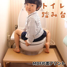 「大川家具」お家のトイレが幼児用トイレに大変身！置くだけ簡単 トイレトレーニング 踏み台　カラータイプ プリント ナチュラルオーク色 トイレ専用タイプ 　ふたなし