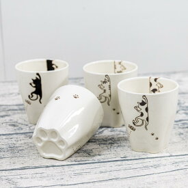 ＼ 波佐見焼 ／ 【 菊祥陶器 】 湯呑み 湯飲み ゆのみ ゆのみ ぶらさがり猫 内容量約250ml かわいい おしゃれ 電子レンジ対応 食洗機対応 猫 ネコ ねこ コップ ペア 夫婦 セット プレゼント はさみ焼き 有田 焼 sho
