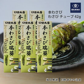 田丸屋本店 静岡本わさび わさび チューブ 42g 5個セット 山葵 静岡 無着色 本わさび 水葵 瑞葵 調味料 送料無料