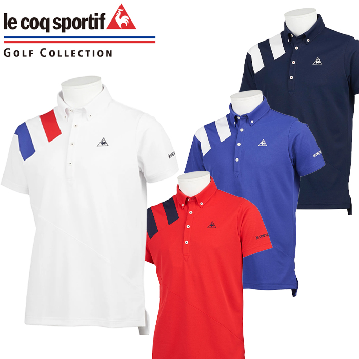 QGMQJA00　ルコックゴルフ　ボタンダウン 半袖 ポロシャツ　ゴルフウェア　メンズ ウェア | ゴルフオアシス