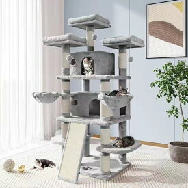 【お得なクーポン有り】】【予約】キャットタワー 大型猫 据え置き 大きいハンモック スリム 猫タワー ハウス ふわふわベッド 爪とぎ おもちゃ おしゃれ 人気 多頭飼い ネコ 猫用 運動不足 ストレス解消 安定性抜群 コンパクト 室内