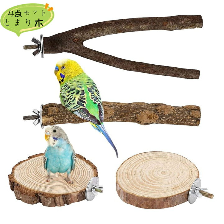 楽天市場】4点セット入り インコ 止まり木 鳥用品 天然木 パーチ 爪を 