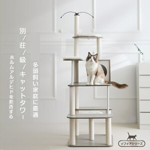 キャットタワー 大型猫 キャットタワー 木製 ナチュラル 猫タワー 据え置き おしゃれ 多頭飼い ベッド おしゃれ ネコ 猫用 運動不足 ス料トレス解消 安定性抜群 北欧 シンプル インテリア 敬