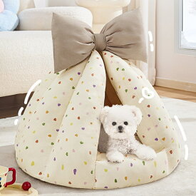 【愛犬の安心ベッド】 ペット用テント ドッグベッド 小型犬 トイプードル 比熊犬 ミニチュアダックス 室内 屋外 四季対応 冬 夏 半閉鎖型 クッション ソファー ハウス 寝床 防寒 快適 ペット用品