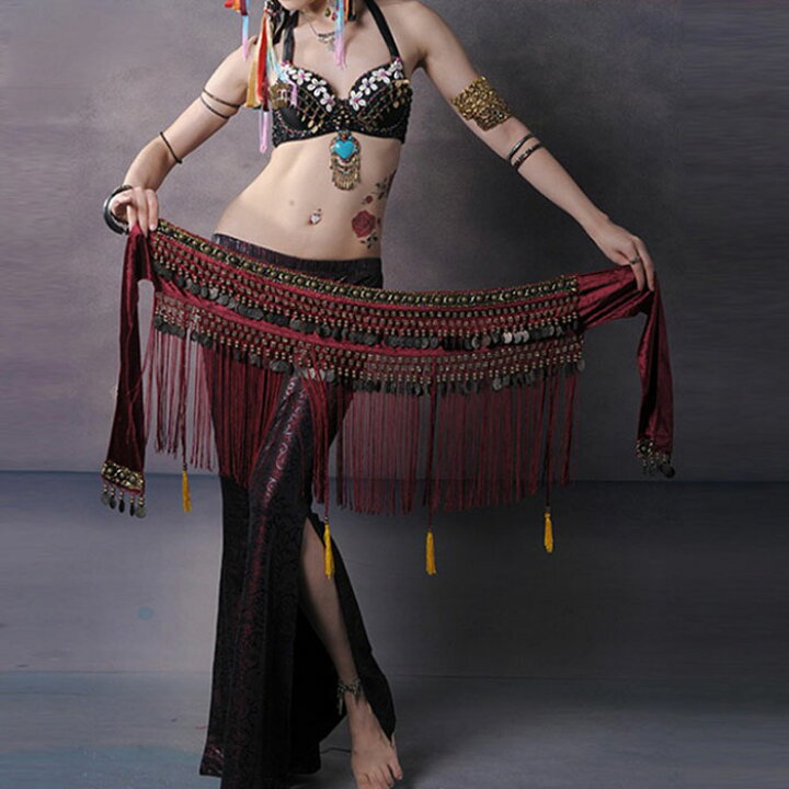 楽天市場】送料無料 ヒップスカーフ ベリーダンス衣装 ワイン ブラック  