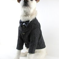 送料無料 ペット スーツセット ドッグ 犬 服 タキシード ベスト コート2点セット ブラック カーキ 結婚式…