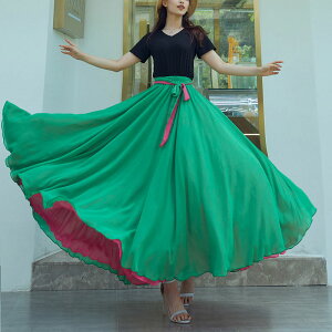送料無料 ダンス衣装 スカート 540度 二層 両面着可 ドレス ベリーダンス ロングスカート フラメンコ 社交ダンス エレガント ワルツ ラテン タンゴ サルサ チャチャ ルンバ 練習用 ステージ衣