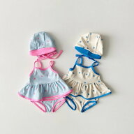 送料無料 ドット 水着 女の子 ベビー水着 女児 キャップ付き タンキニ セパレーツ キャミソールタイプ オ…