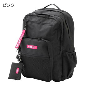 【10%OFF+ノベルティあり】ミルクフェド W ZIP BACKPACK MILKFED リュック 通学 女子 通勤 旅行 大容量 バックパック シンプル カジュアル デイパック バッグ ブランド レディース 中学生 高校生 大学生 A4 B4 PC 22L ブラック レッド ピンク 103202053019