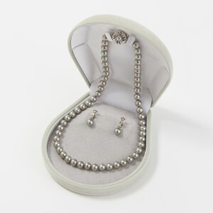 パール 8ミリ珠 ネックレス イヤリング 2点セット 保管ケースつき ( 貝パール ) 日本製 8ミリ珠 ネックレス イヤリング 真珠 ホワイト キスカ グレー ブラック黒 フォーマル 高級 冠婚葬祭