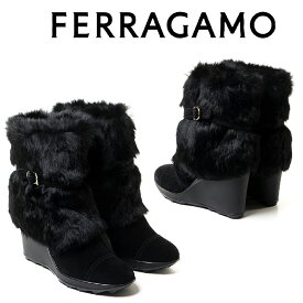 フェラガモ FERRAGAMO レディースウサギスノーブーツ 0586314 NUCCIO NERO 海外輸入品