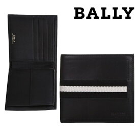 バリー BALLY メンズ財布 二つ折れ財布（ボタン小銭入れ）6166596 TYE290 BLACK 海外輸入品