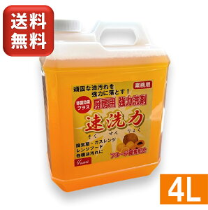 速洗力 レギュラー 4L 友和 ノズル付き 厨房用 強力洗剤 アルカリ性 クリーナー 洗浄剤 液体 洗剤 除菌 油汚れ フルーツ酵素 換気扇 レンジフード 業務用