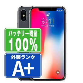 【30日 P5倍】バッテリー100% 【中古】 iPhoneX 64GB スペースグレイ ほぼ新品 SIMフリー 本体 スマホ iPhone X アイフォン アップル apple 【あす楽】 【保証あり】 【送料無料】 ipxmtm827a