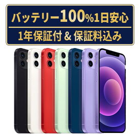 バッテリー新品交換済【中古】iPhone12 全色・容量・ランク 本体 SIMフリー 64GB 128GB 256GB バッテリー100％ 長持ち 再生スマホ 電池最大容量 アイフォン12 apple 保証付 送料無料