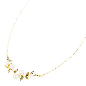 �_�C�������h & �A�R���^�� �l�b�N���X�@Ref.1454874�@�V�i�@YG�@���v 0.13ct�@�p�[�� �iDiamond & Akoya Pearl Necklace�j�@�ӕʏ��t��