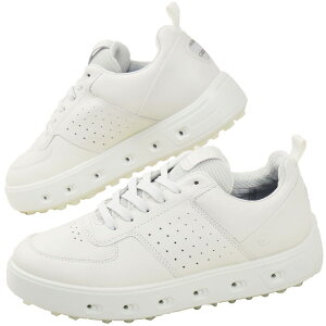 \ポイント8倍 10/27 9:59迄/エコー レディース ゴルフシューズ GOLF STREET 720 ゴアテックス 防水 レザー スパイクレス ローカット スニーカー カジュアルシューズ 110703 01007 ホワイト 白 靴 送料