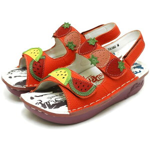 \最大6%クーポン有 10/29迄/エスタシオン 最強翌日配送 厚底 サンダル レディース 疲れない ストラップサンダル スイカ いちご フルーツモチーフ 履きやすい 本革 靴 ベルクロ コンフォート