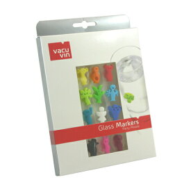 バキュバン グラスマーカー 12個入り オランダ ベルント・シュナイダー 世界75カ国 ベストセラー カラフル おしゃれ グラスマーカー パーティ キャラクター 背中に吸盤 ビールジョッキ タンブラー OK