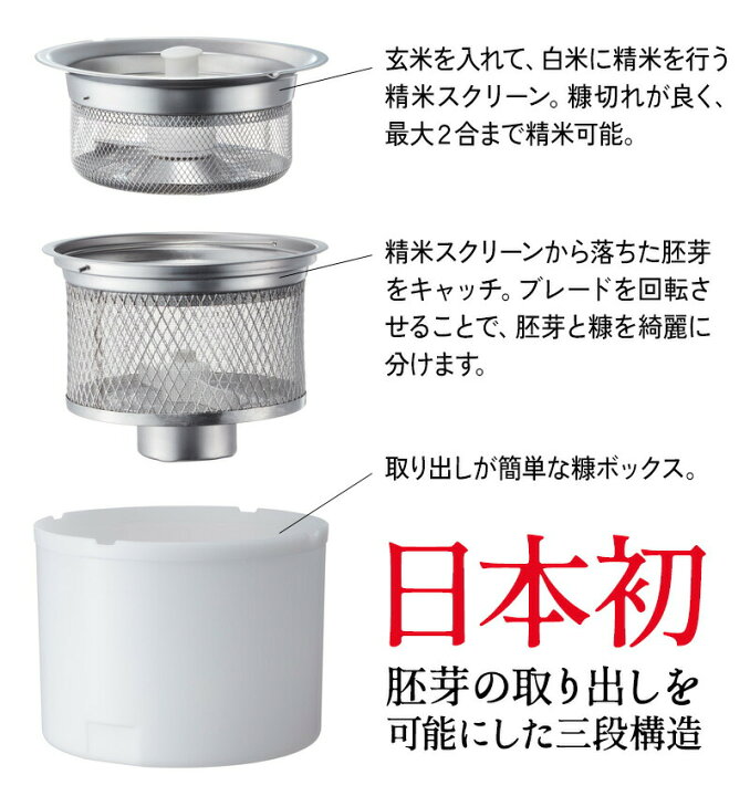 YAMAMOTO ライスクリーナー 精米器 極め胚芽 RC21A 日本製楽天市場 