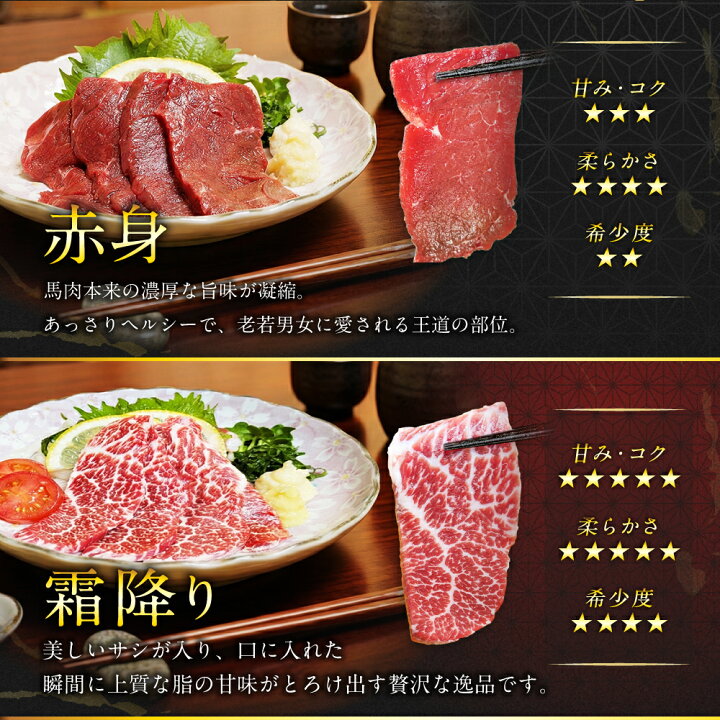 楽天市場】かめ屋厳選堂 本場 熊本 馬刺し 豪華 6種盛り 約300g～ 1.2 