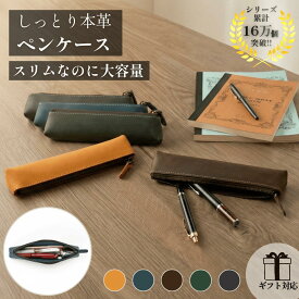ペンケース 本革 筆箱 メンズ スリム 牛革 レザー ビジネス ブランド 人気 おしゃれ ギフト プレゼント 誕生日 贈り物 記念日 就職 卒業 入学 お祝い 20代 30代 40代 50代 エイジング 経年変化 大容量 筆記用具 文房具 キャメル ブラック 黒 茶 青 緑