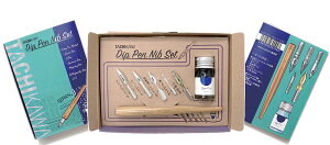 日光(立川ピン製作所)インク沼な方へ特上超研磨加工!つけペン先セット(+カリグラフィーペン先) ペン先(5種類)&インク(藍)&木製ペン軸セット(T-DPS)