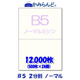 【B5】2分割 ミシン目入り用紙 12000枚　高級上質コピー用紙 ミシン目用紙 各種帳票 伝票用に ミシン入用紙 帳票用紙2面 カット紙