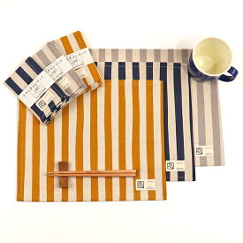 コットンリネンのランチョンマット（ナチュラルストライプ）25×30cm(S2) Made in Japan