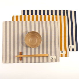 コットンリネンのランチョンマット（ナチュラルストライプ）30×40cm(M1) Made in Japan