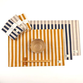 コットンリネンのランチョンマット（ナチュラルストライプ）30×45cm(M2) Made in Japan