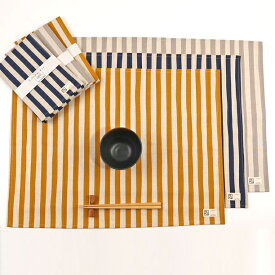 コットンリネンのランチョンマット（ナチュラルストライプ）45×60cm(LL2) Made in Japan