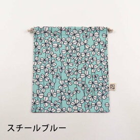 ループ付き巾着袋（給食袋）26cm×22cm（loop-3L）四つ葉が多めのクローバー畑 2cm刻みでサイズが選べる! Made in Japan