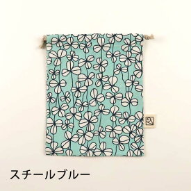 ループ付き巾着袋（給食袋）20cm×16cm（loop-M）四つ葉が多めのクローバー畑 2cm刻みでサイズが選べる! Made in Japan